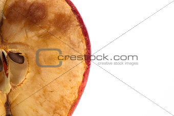 Close up of halved rotten apple