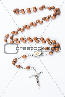 Wooden and silver rosary beads