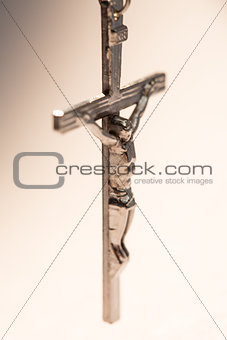 Close up of silver crucifix