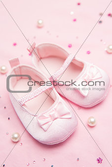 Pink baby shoes for a girl