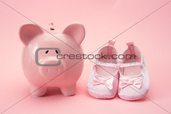 Piggy bank and baby booties