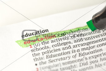 Education definition highlighted in green