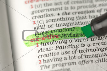 Creative definition highlighted in green