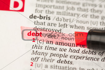 Debt definition highlighted in red