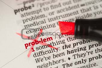 Problem definition word crossed out