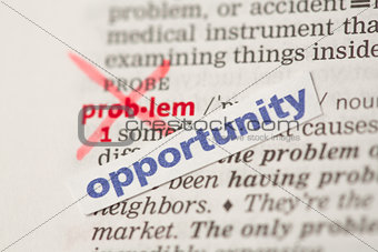 Problem definition word crossed out and replaced with opportunity