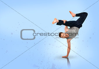 Break dancer doing handstand