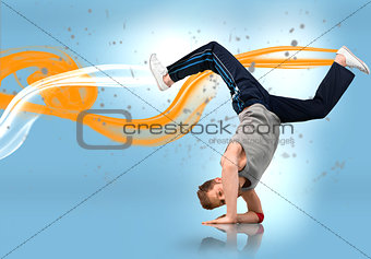 Break dancer busting out a move