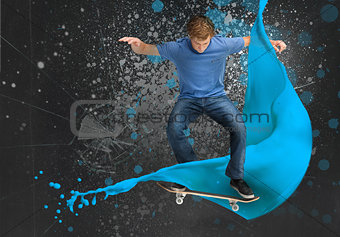 Young skateboarder doing an ollie trick