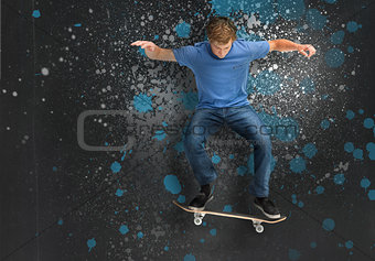 Cool young skateboarder doing an ollie trick