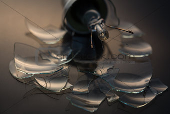 Close up of broken light bulb glass