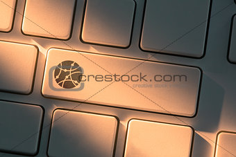 Keyboard with close up on connectivity button