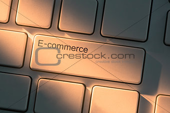 Keyboard with close up on e-commerce button