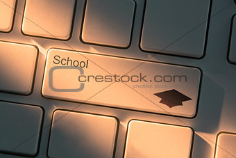 Keyboard with close up on school button
