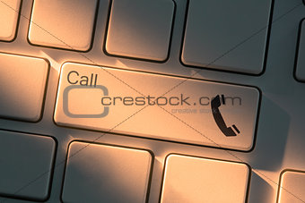 Keyboard with close up on call button