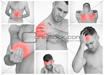 Pictures representing man with pain