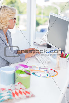 Interior designer working on her computer