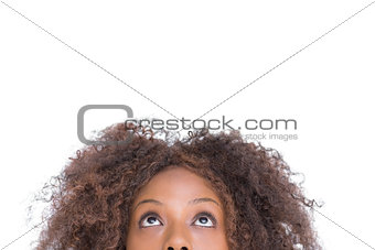Attractive woman looking up