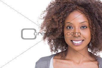 Smiling brunette woman standing