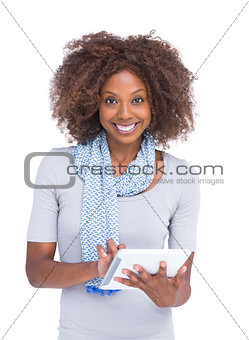 Attractive woman using tablet pc