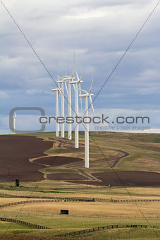 Wind Turbines in Goldendale Washington Farmland