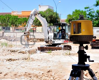 Excavator engaged in excavation of foundation excavation