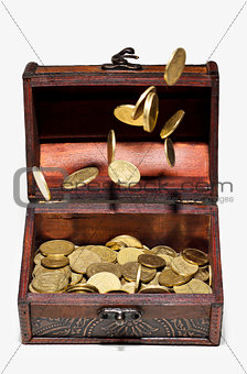 Coins in the air and in a box