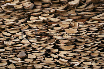 Structure of stacked wood boards.