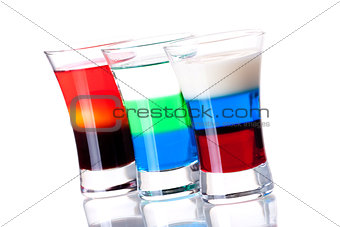Shot cocktail collection: Russian Flag, Anabolic and Morning