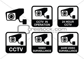 CCTV camera, Video surveillance icons set