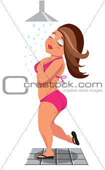 girl taking a shower