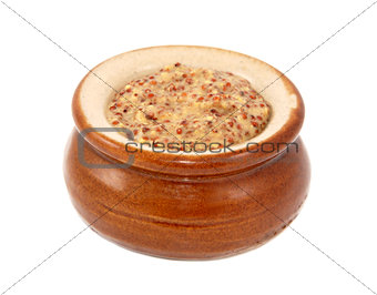 Wholegrain mustard served in a small ceramic pot