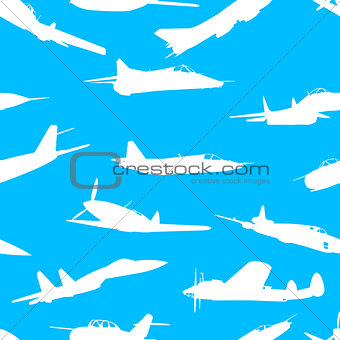 combat aircraft silhouettes.  vector illustration . Seamless wal