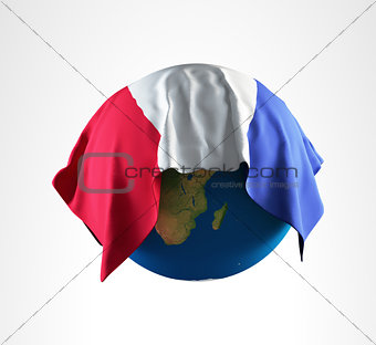 Earth Flag of France 3D Render Hi Resolution