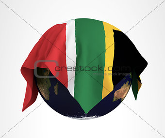 Earth Flag of South African3D Render Hi Resolution