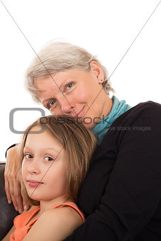 Portrait of senior and child