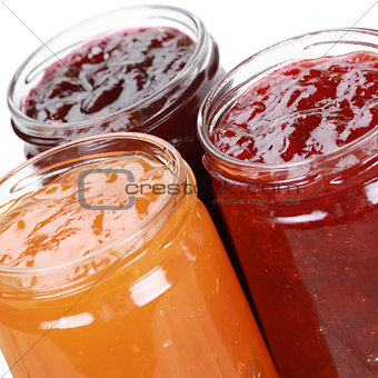 Marmalade in jars, isolated