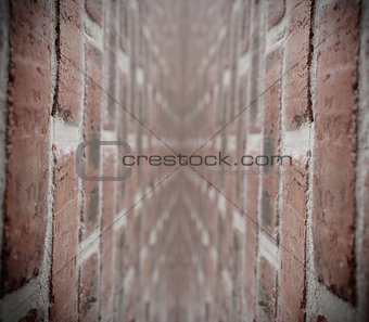 Corridor with bricks wall