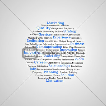 Group of blue marketing terms