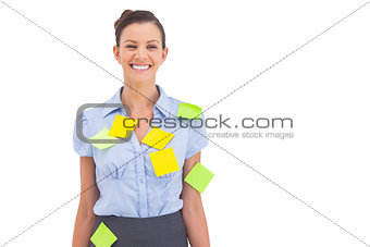 Businesswoman with adhesive notes