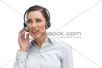 Call centre agent wearing headset