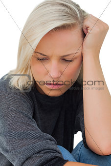 Portrait of a woman looking anxious