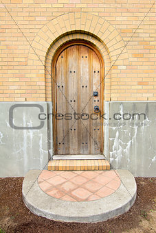 Old Church Exterior Wood Door Entry