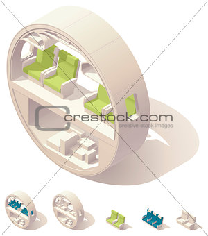 Isometric aircraft cabin cross-section