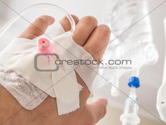 Hand with infusion bag