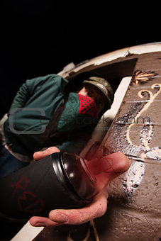 Man with Mask and Spray Paint Can