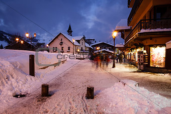 Megeve Ski Resort at French Alps in the Night