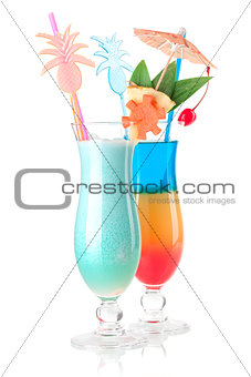 Two tropical cocktails with decoration