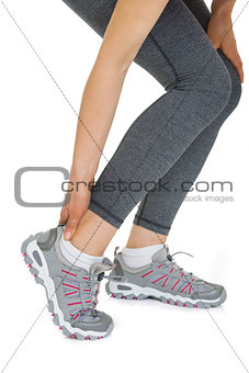Closeup on woman with leg pain