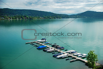 Marina with docked yachts
